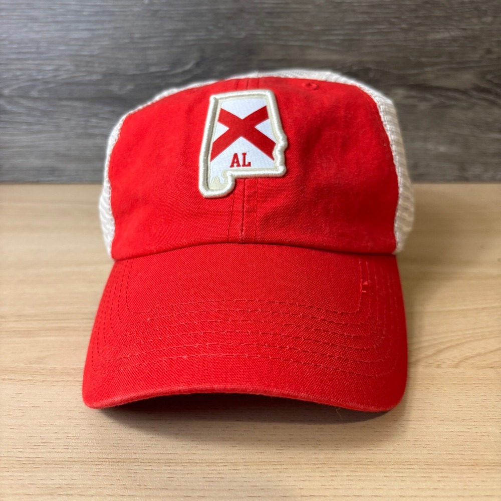 Alabama Hat Cap Snap Back Red Tan Mesh Back Outdoors Adjustable